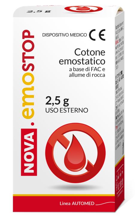 COTONE EMOSTATICO NOVA EMOSTOP CON FAC E ALLUME DI ROCCA 2,5 G - Farmaciapacini.it