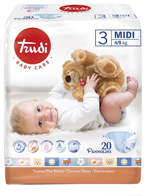 TRUDI BABY CARE PANNOLINO BAMBINI MIDI 4/9 KG 20 PEZZI - Farmaciapacini.it