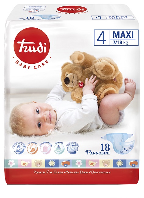 TRUDI BABY CARE PANNOLINO BAMBINI MAXI 7/18 KG 18 PEZZI - Farmaciapacini.it