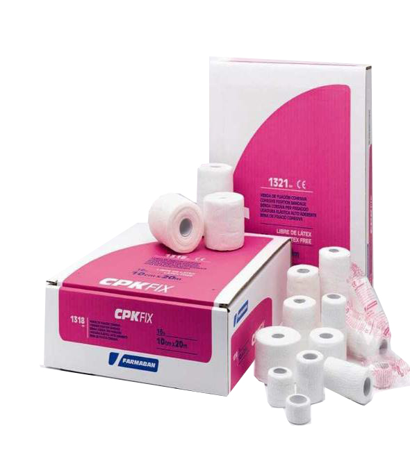 FARMABAN CPK FIX LATEX FREE 10CM X 20M BENDA ELASTICA COESIVA DI FISSAZIONE LATEX FREE DISPENSER BOX 16 PEZZI - Farmaciapacini.it