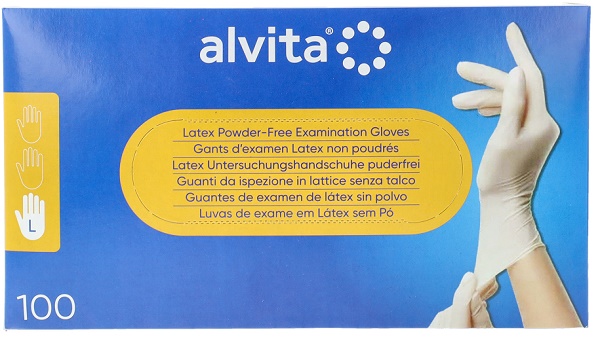 GUANTI DA ISPEZIONE ALVITA IN LATTICE SENZA TALCO L 100 PEZZI - Farmaciapacini.it