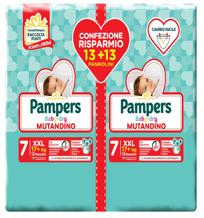 PAMPERS BABY DRY MUTANDINA DUODWCT EXTRA EXTRALARGE 26 PEZZI - Farmaciapacini.it