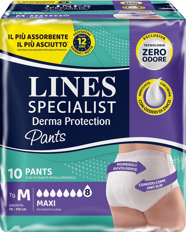 PANNOLONE PER INCONTINENZA LINES SPECIALIST DERMA PANTS MAXI M 10 PEZZI - Farmaciapacini.it