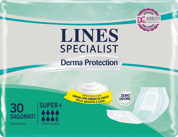 PANNOLONE PER INCONTINENZA LINES SPECIALIST DERMA SAGOMATO SUPER+ 30 PEZZI - Farmaciapacini.it