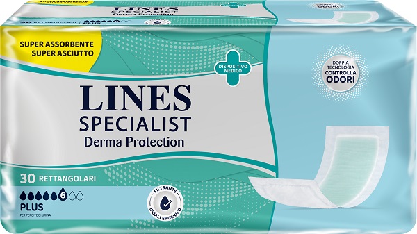 PANNOLONE PER INCONTINENZA LINES SPECIALIST DERMA RETTANGOLARE 30 PEZZI - Farmaciapacini.it