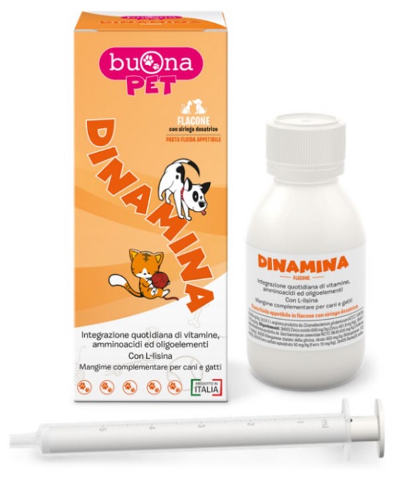 DINAMINA CANI GATTI FLACONE CON SIRINGA DOSATRICE IN PASTA 60 G BUONAPET - Farmaciapacini.it