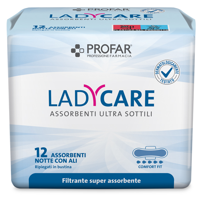 LADYCARE ASSORBENTI NOTTE CON ALI 12 PEZZI PROFAR - Farmaciapacini.it