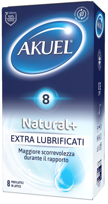 PROFILATTICO AKUEL NATURAL+ EXTRALUBRIFICATO 8 PEZZI - Farmaciapacini.it