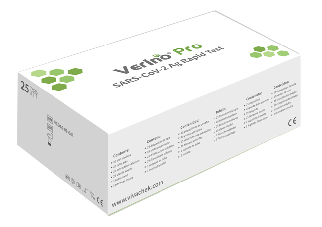 TEST ANTIGENICO RAPIDO COVID-19 VERINO PRO DETERMINAZIONE QUALITATIVA ANTIGENI SARS-COV-2 IN TAMPONI NASALI/NASOFARINGEI/OROFARINGEI MEDIANTE IMMUNOCROMATOGRAFIA 25 PEZZI USO PROF - Farmaciapacini.it