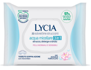 LYCIA SALVIETTINE STRUCCANTI ACQUA MICELLARE 3 IN 1 20 PEZZI - Farmaciapacini.it