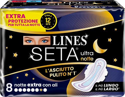 LINES SETA ULTRA ASSORBENTI NOTTE 8 PEZZI - Farmaciapacini.it