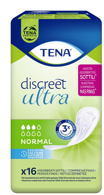 PANNOLONE SAGOMATO TENA DISCREET ULTRA NORMAL 16 PEZZI - Farmaciapacini.it