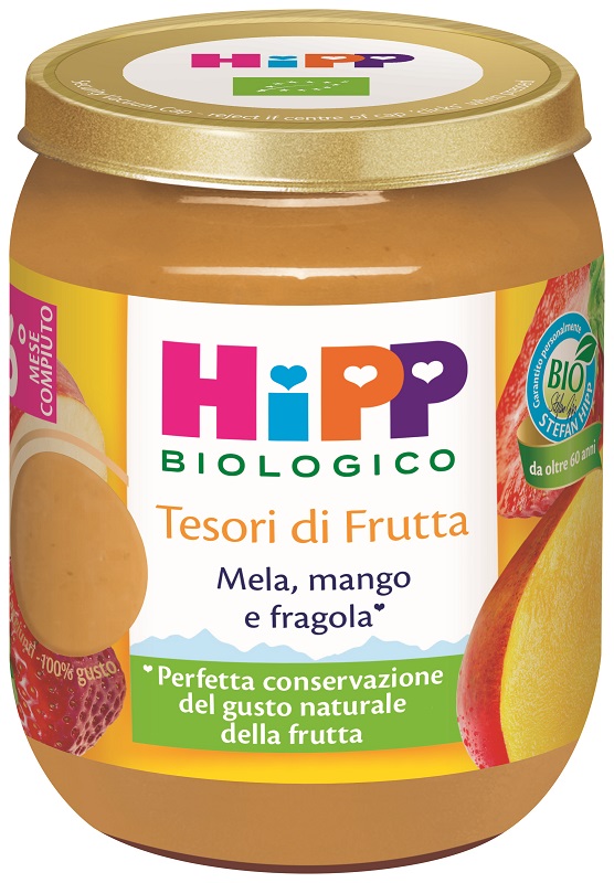 HIPP TESORI FRUTTA MELA MANGO FRAGOLA 160 G - Farmaciapacini.it