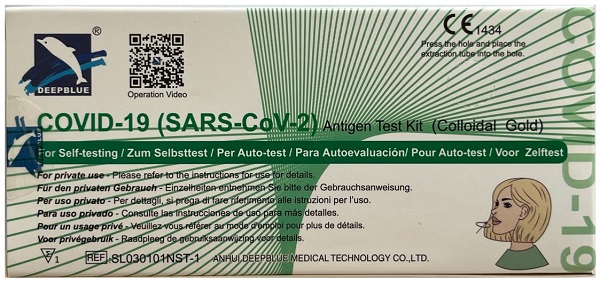 TEST ANTIGENICO RAPIDO COVID-19 DEEPBLUE AUTODIAGNOSTICO RILEVAZIONE QUALITIVA ANTIGENI SARS-COV-2 IN TAMPONI NASALI 1 PEZZO - scadenza 31.01.2026 - Farmaciapacini.it